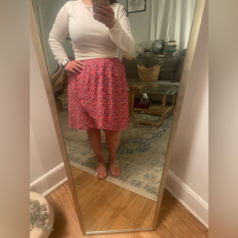 Loft floral faux wrap skirt